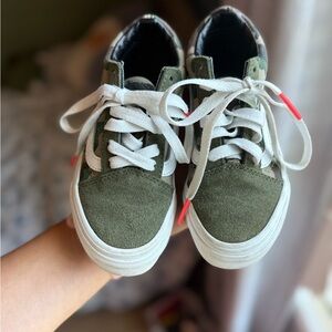 Vans Kids Green Camo Canvas Sneakers